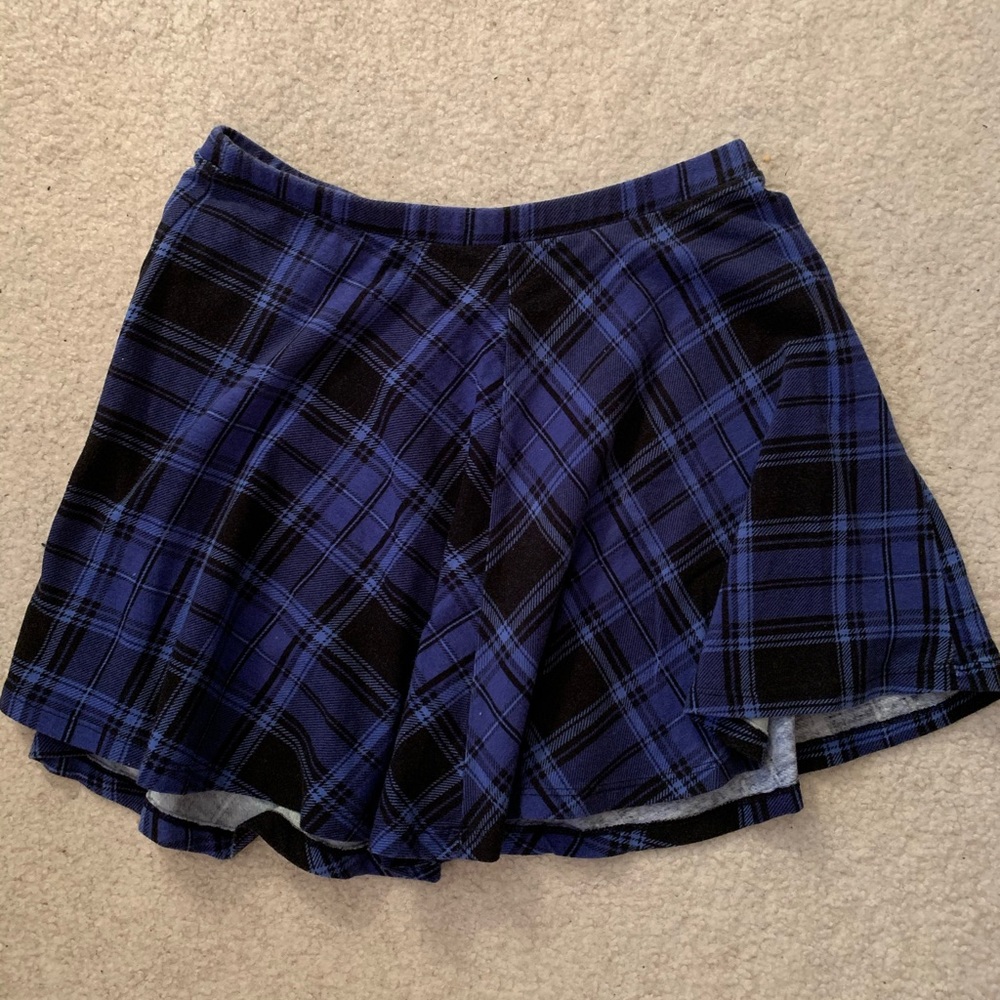 Navy and black plaid skater skirt